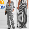 Gestreifte Satin-Twill Wide-Bein Hosen Herstellung Großhandel Mode Frauen Bekleidung (TA3043P)